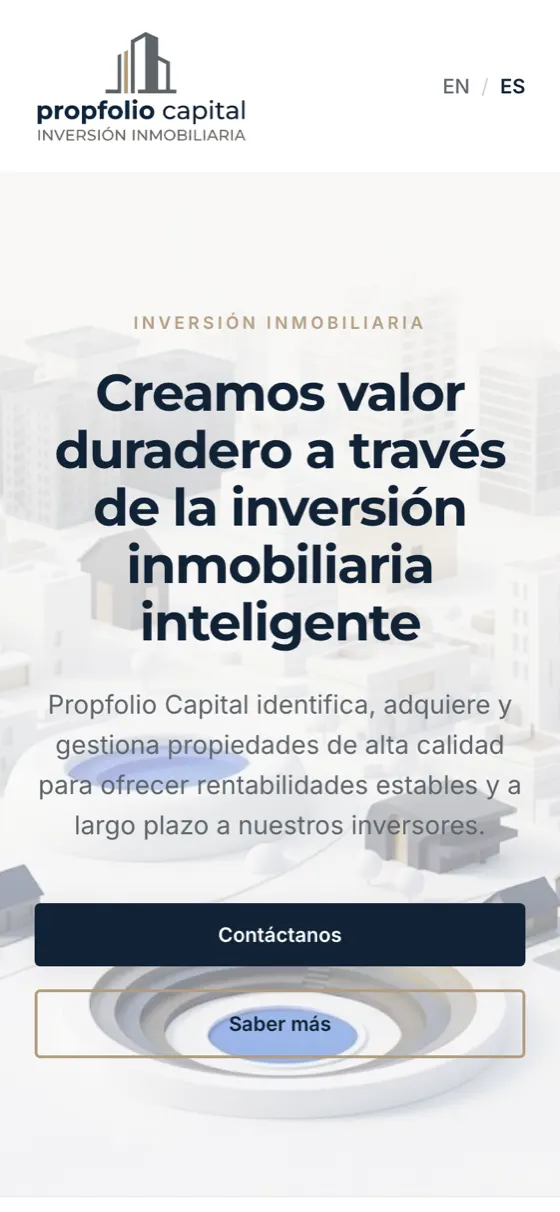 propfoliocapital.com home page on a phone